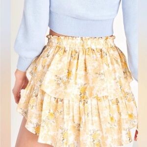 LoveShackFancy Lemon Daydream Ruffle Mini Skirt NWT sz medium